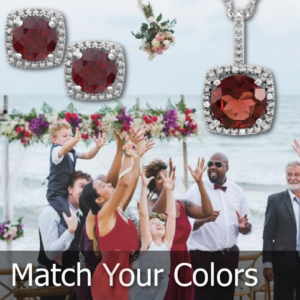 Gift jewelry with gemstones that match your wedding colors