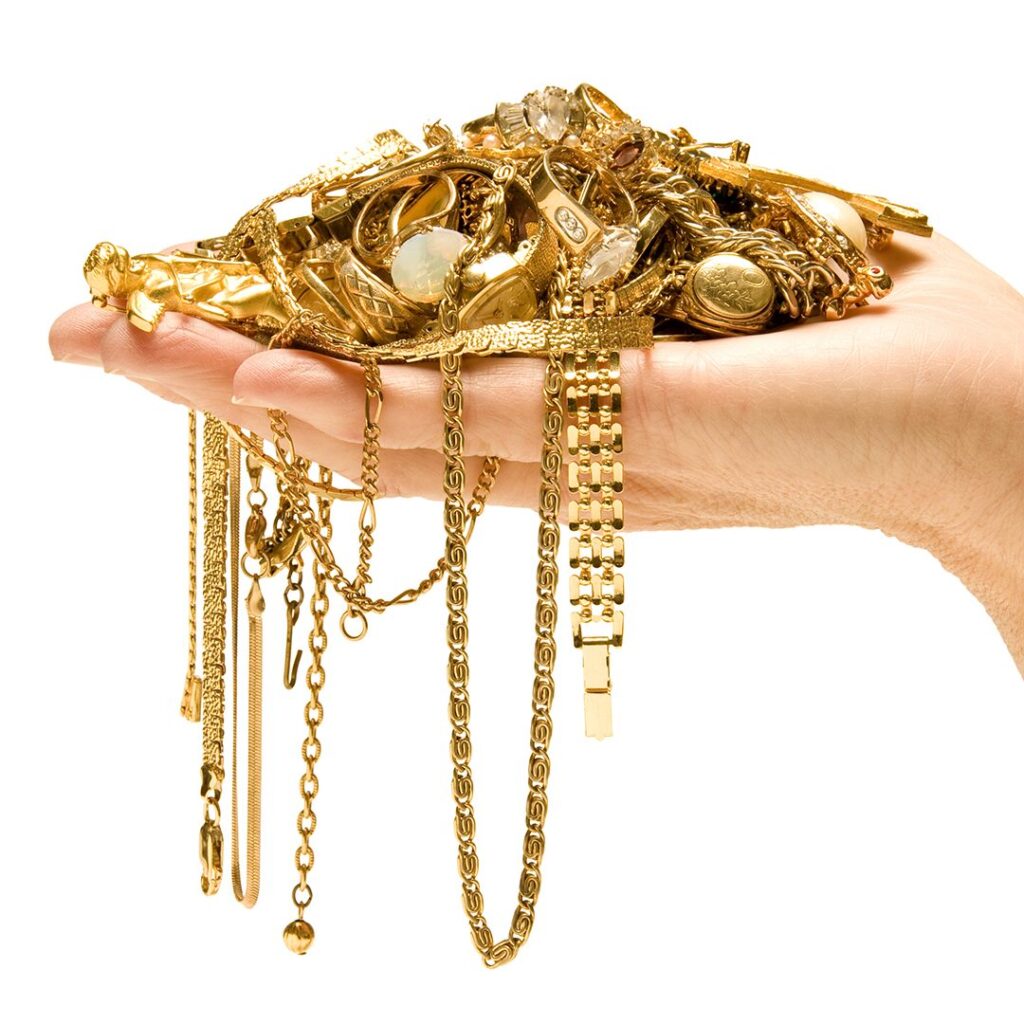 handful of gold jewelry