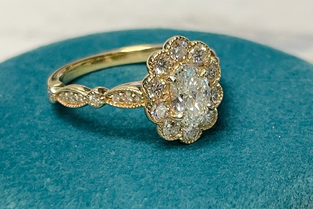 Stephanie floral vintage engagement ring