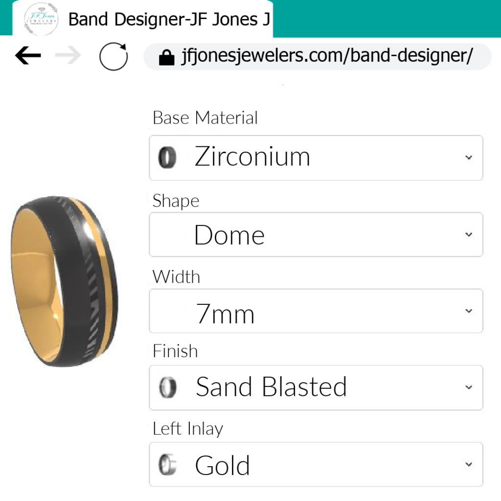 Custom alternative wedding band designer
