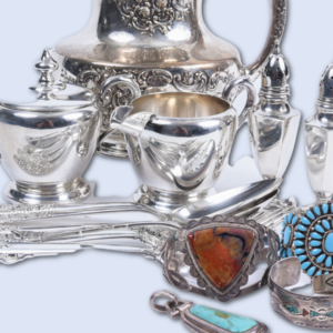 sterling silver, flatware, tea sets, serving pieces, candlesticks and jewelry