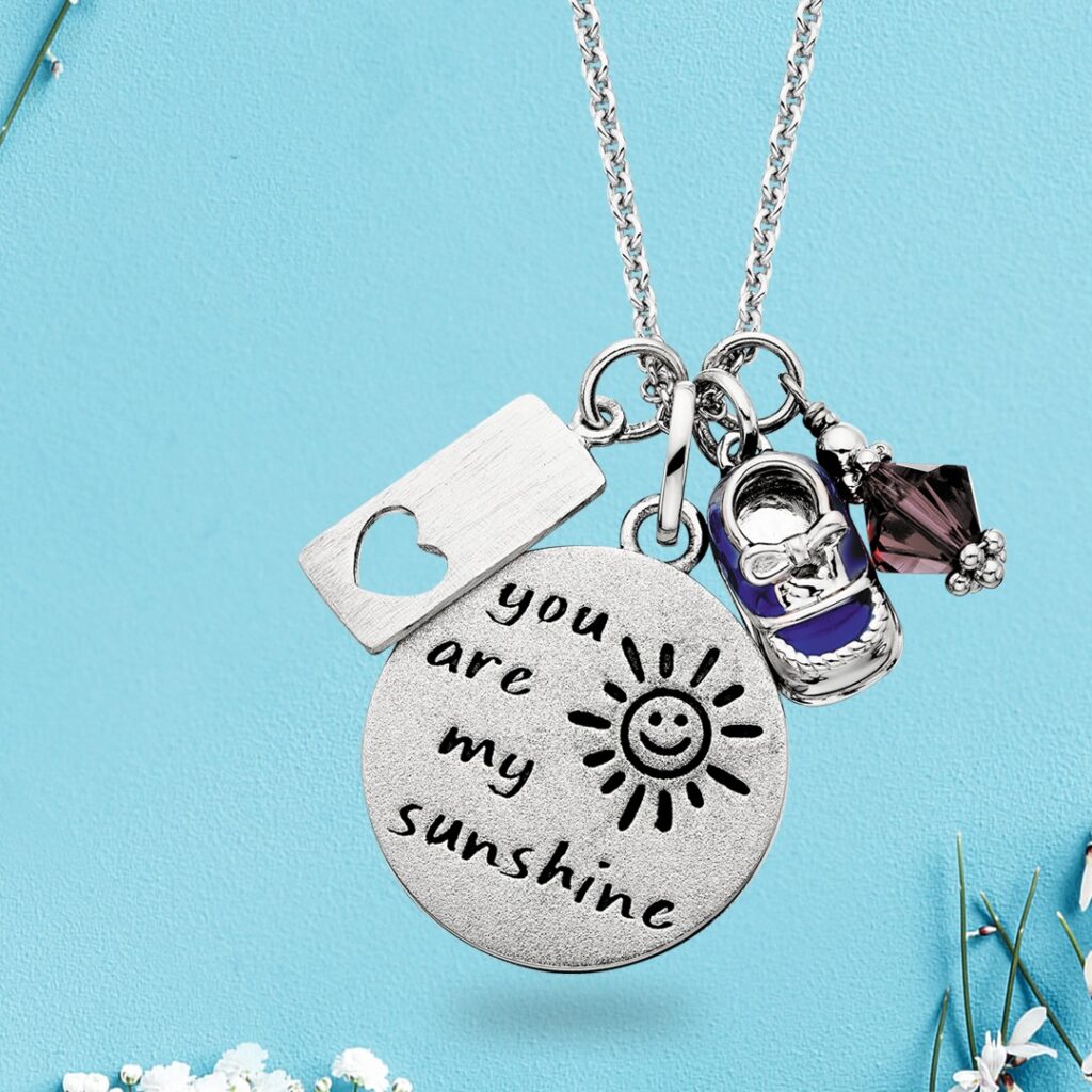 mommy chic necklace with charms: you are my sunshine
