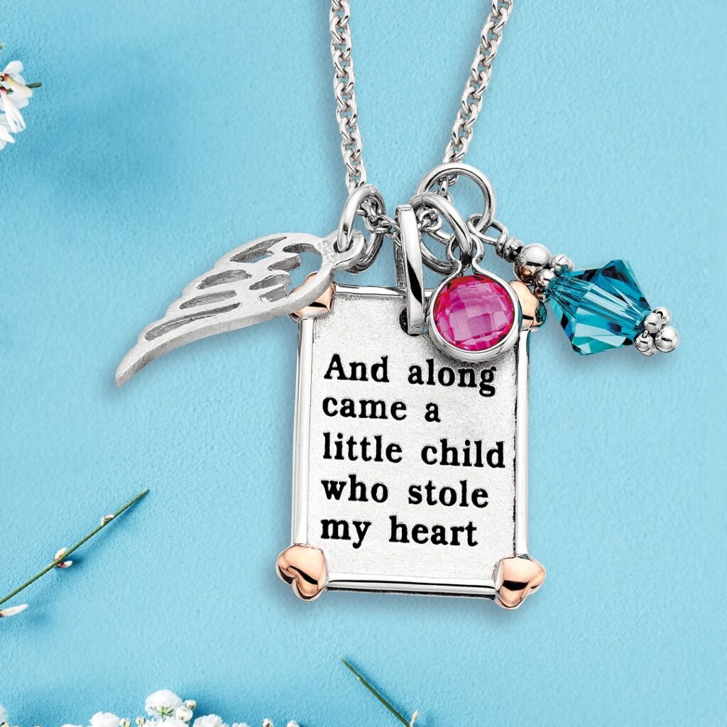 mommy chic necklace with charms: along came a little child who stole my heart