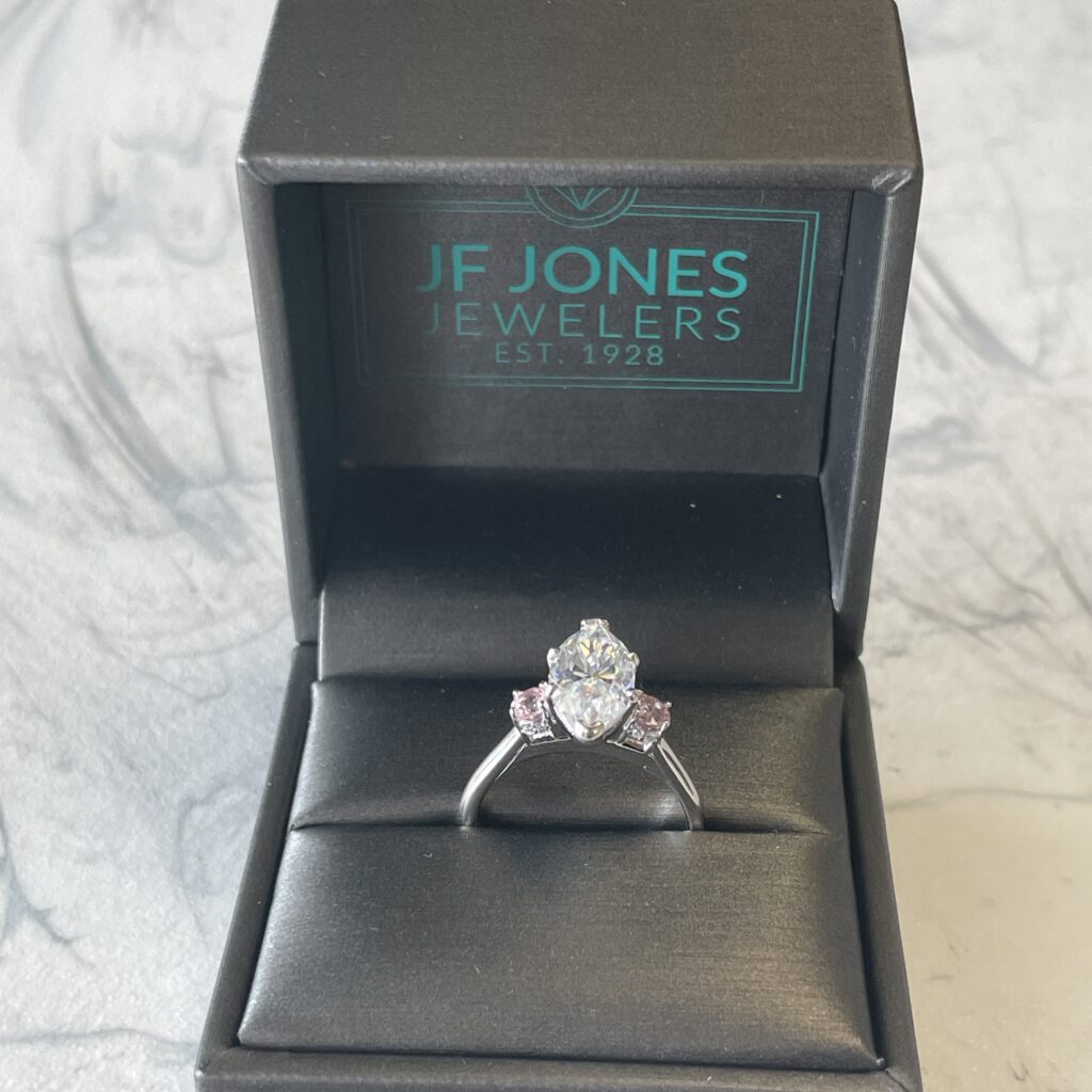  Unique custom engagement ring in JF Jones box