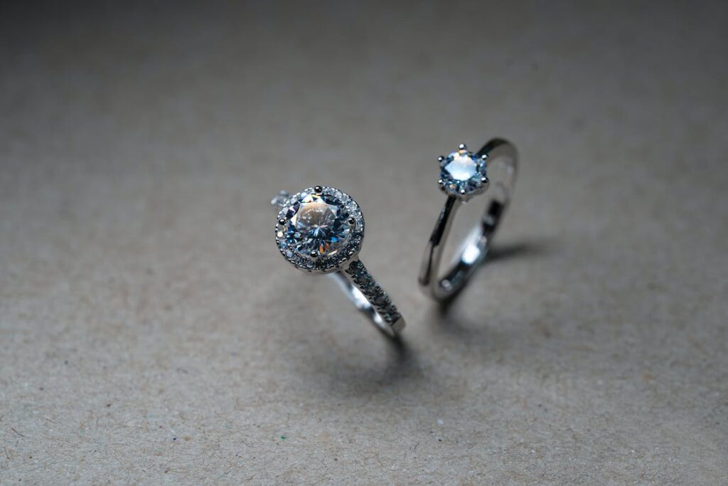 Sparkling custom engagement rings close-up