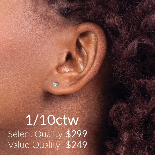 1/10ctw diamond stud earrings on model