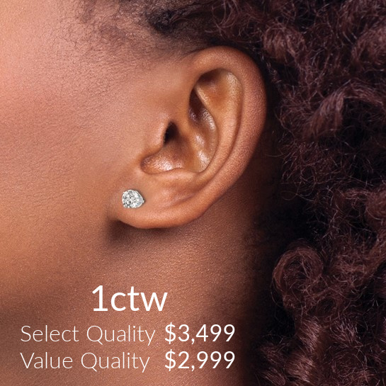 1ctw diamond stud earrings on model