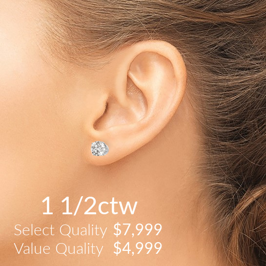 1 1/2ctw diamond stud earrings on model